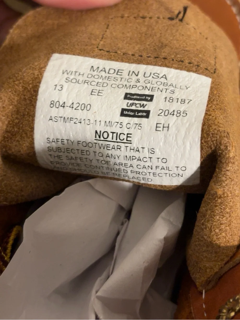Thorogood 804-4200 6” Moc Toe Steel Toe Work Boots Safety Brown USA 13 EE NWOB